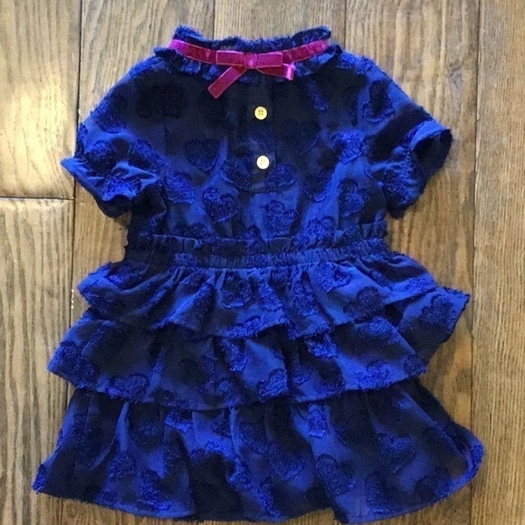 NWOT Girls Navy Blue Dress with Velvet Hearts - Picture 3 of 4